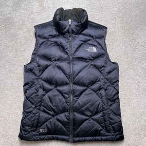 The North Face 550 Goose Down Vest Women Small Black Zip Insulated Puffer Jacket